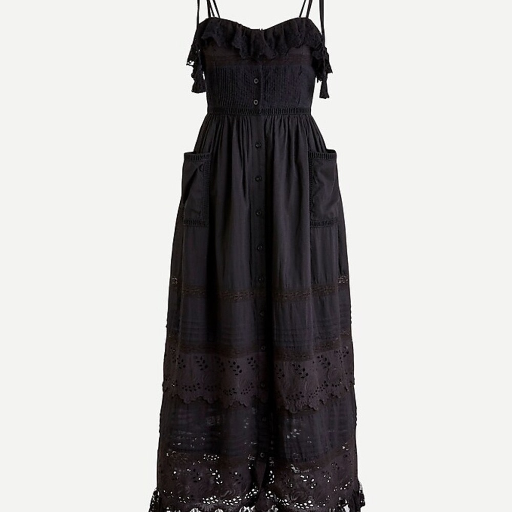 JCREW | Place Nationale Le Bouton Broderie Dress | Black | Size 3 (Large)
